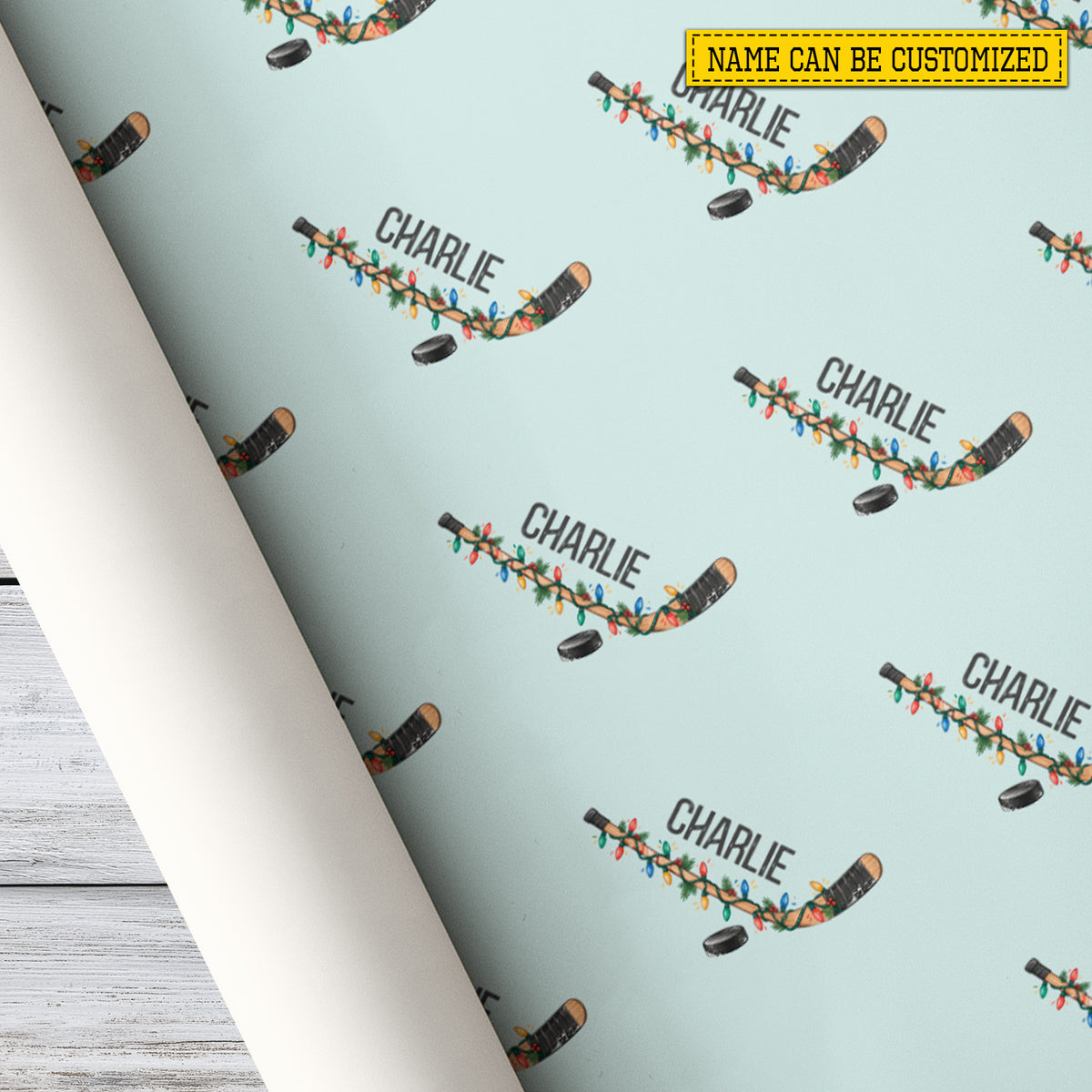 Personalized Christmas Hockey Wrapping Paper, A Slapshot Of Christmas Cheer Wrapping Paper Rolls, Xmas Gift Wrap For Hockey Lover