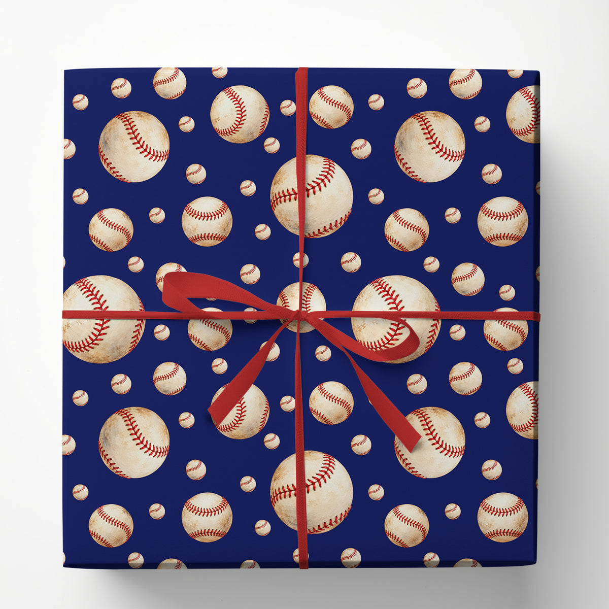 Vintage Baseball Wrapping Paper, Baseballs On Navy Blue Wrapping Paper Rolls, Gift Wrap For Baseball Lover