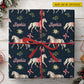 Personalized Christmas Horse Wrapping Paper, White Horses And Pink Bows On Navy Wrapping Paper Rolls, Xmas Gift Wrap For Horse Lover