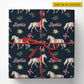 Personalized Christmas Horse Wrapping Paper, White Horses And Pink Bows On Navy Wrapping Paper Rolls, Xmas Gift Wrap For Horse Lover