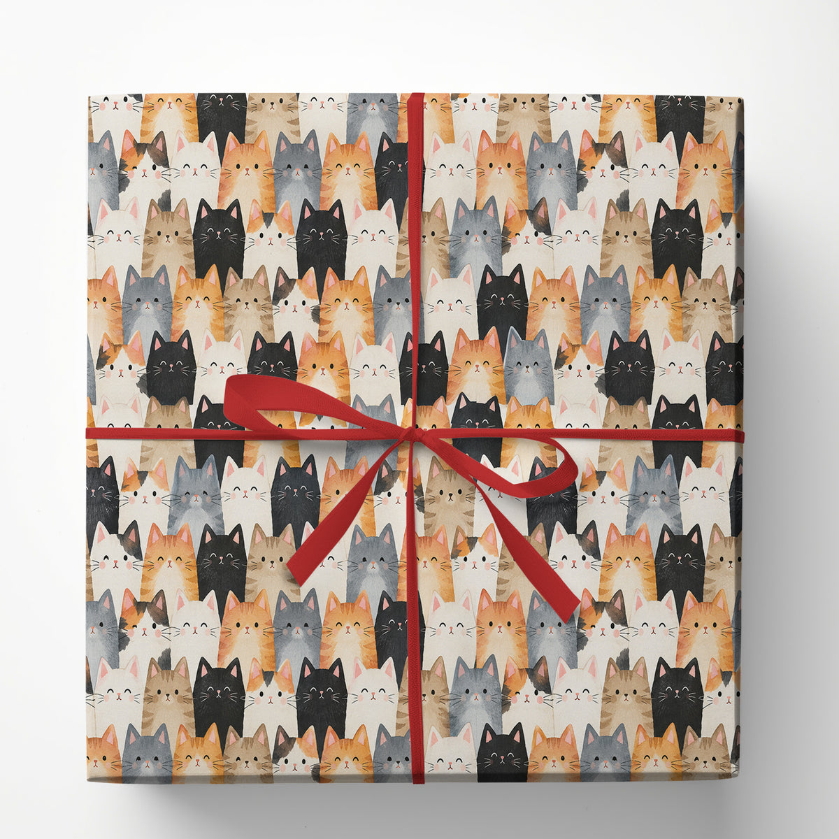 Cute Cat Wrapping Paper, Colorful Watercolor Kitten Faces Pattern Wrapping Paper Rolls, Gift Wrap For Cat Lover