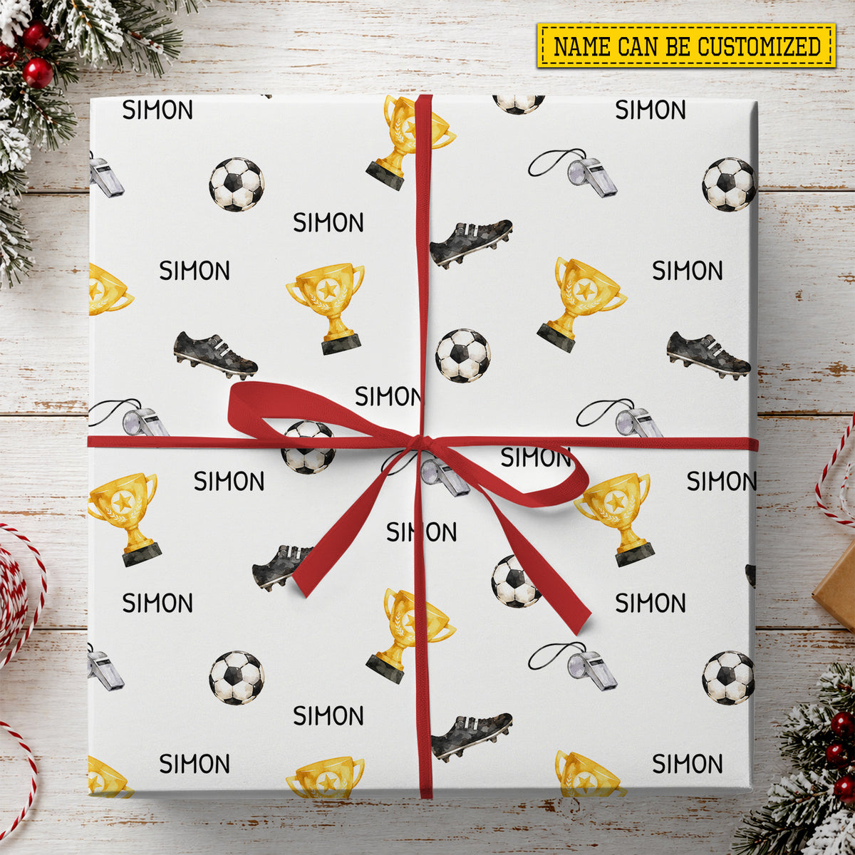 Personalized Soccer Wrapping Paper, Little Soccer Champion Wrapping Paper Rolls, Gift Wrap For Soccer Lover
