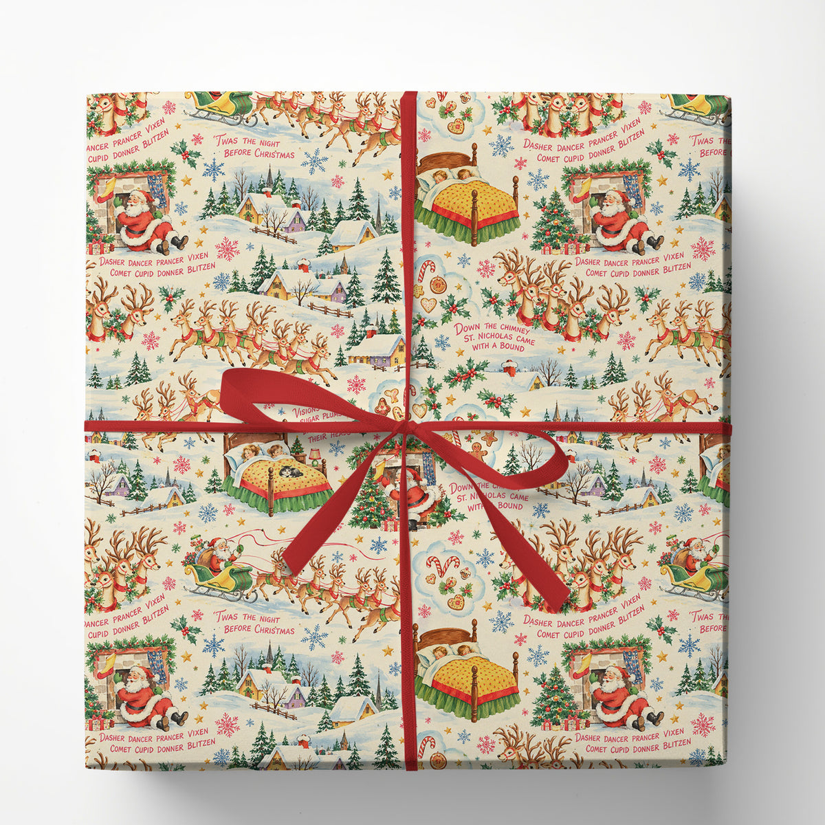 Vintage Christmas Wrapping Paper, The Night Before Christmas Wrapping Paper Rolls, Xmas Gift Wrap