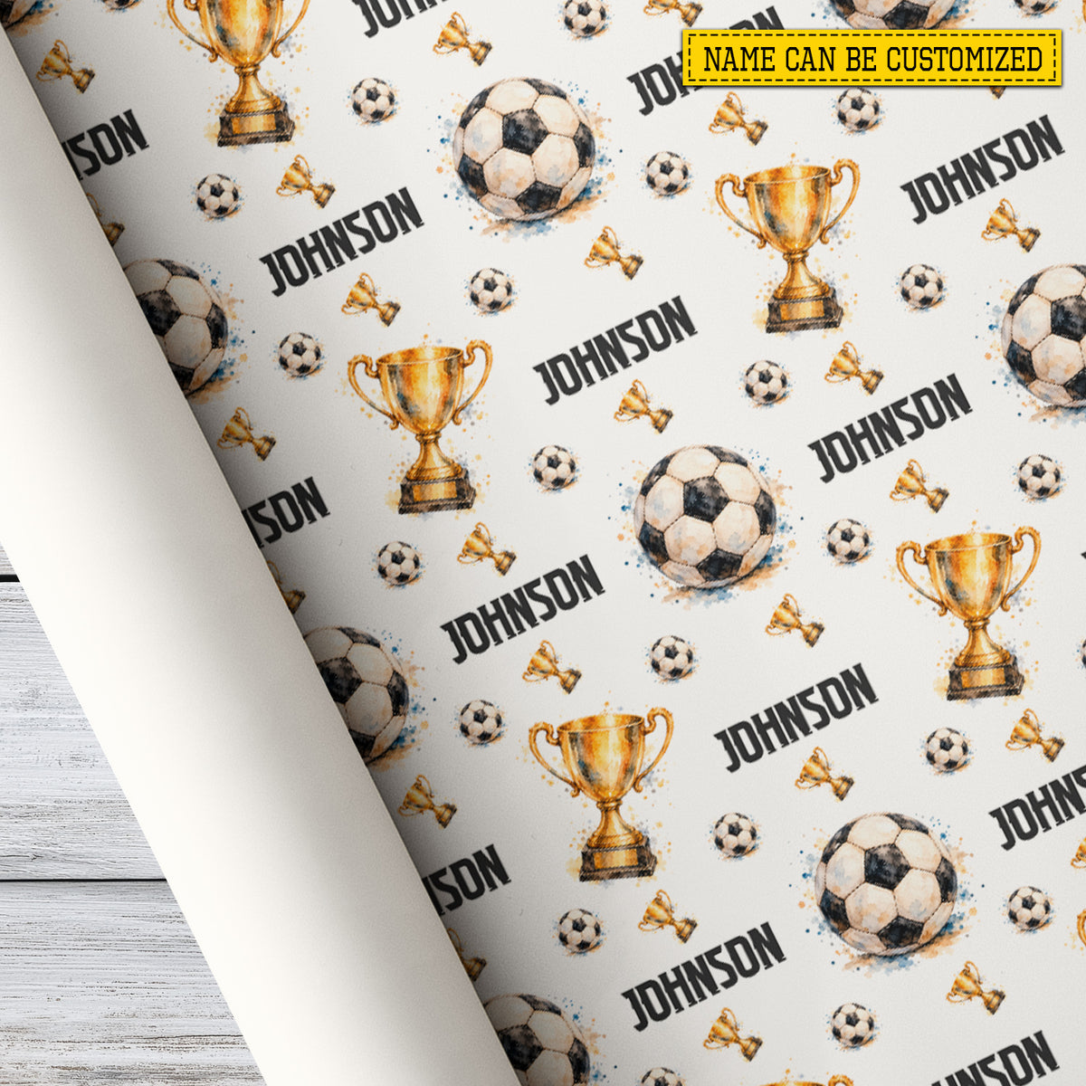 Personalized Soccer Wrapping Paper, Soccer Ball And Trophy Wrapping Paper Rolls, Gift Wrap For Soccer Lover