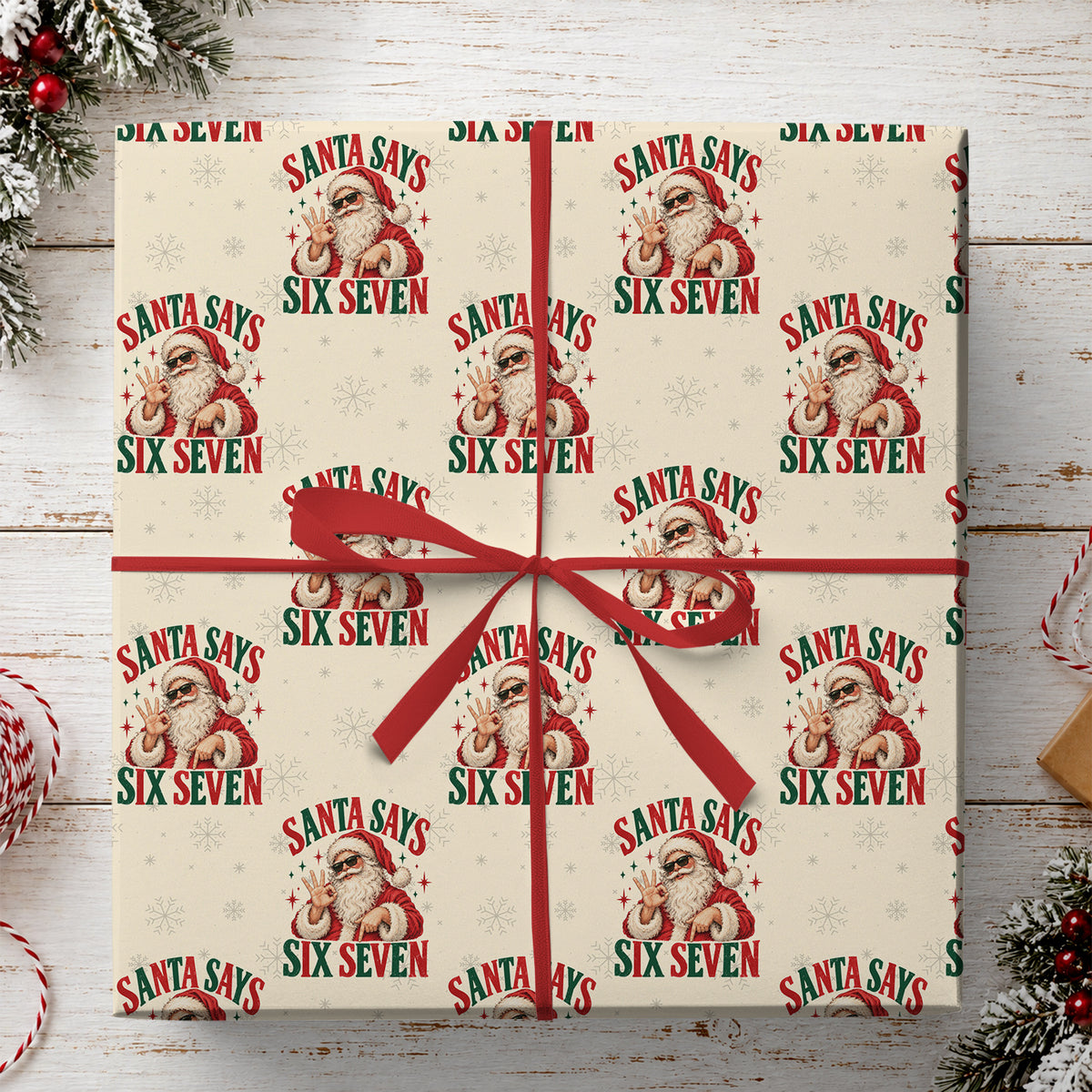 Funny Christmas 67 Meme Wrapping Paper, Santa Says Six Seven Wrapping Paper Rolls, Xmas Gift Wrap For Teens