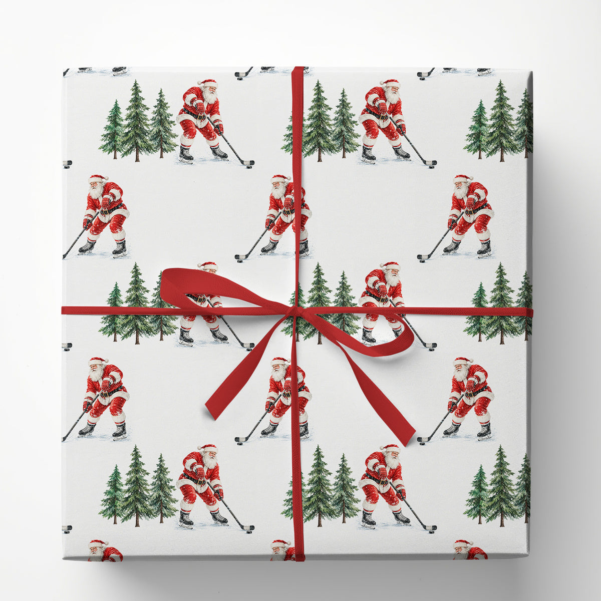 Christmas Hockey Wrapping Paper, Santa Claus Playing Ice Hockey Wrapping Paper Rolls, Xmas Gift Wrap For Hockey Lover