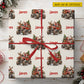 Personalized Christmas Monster Truck Wrapping Paper, Santa Claus Driving Lifted Truck Wrapping Paper Rolls, Xmas Gift Wrap For Kids