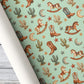 Western Cowboy Wrapping Paper, Rocking Horse and Cowboy Boots Wrapping Paper Rolls, Xmas Gift Wrap For Cowboys