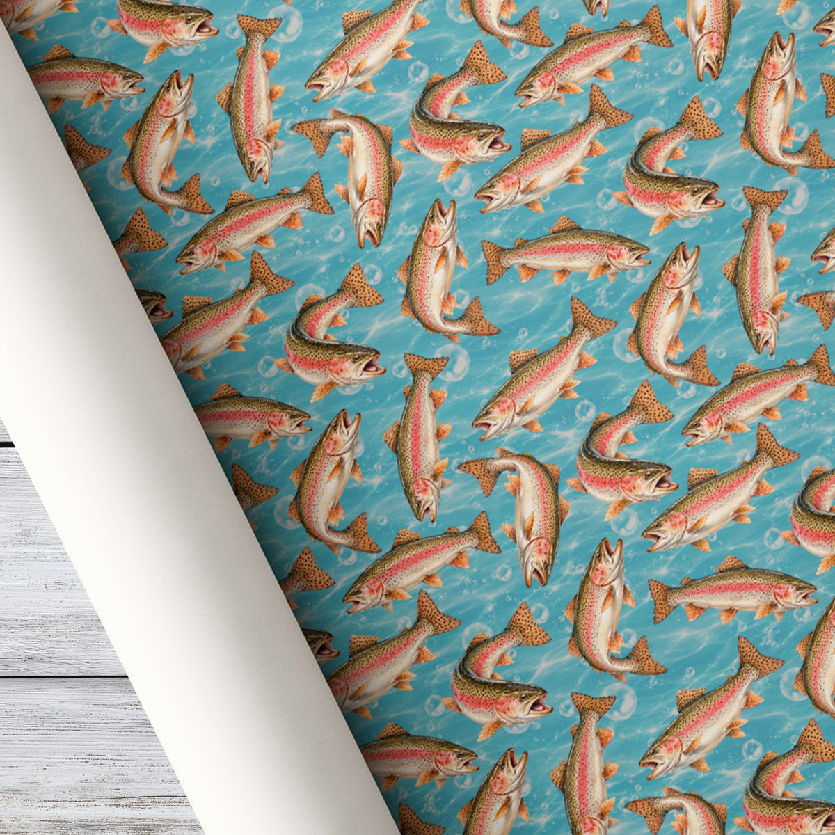 Rainbow Trout Fish Wrapping Paper, Blue Water Wrapping Paper Rolls, Birthday Xmas Wrapping Paper For Fishing Lovers