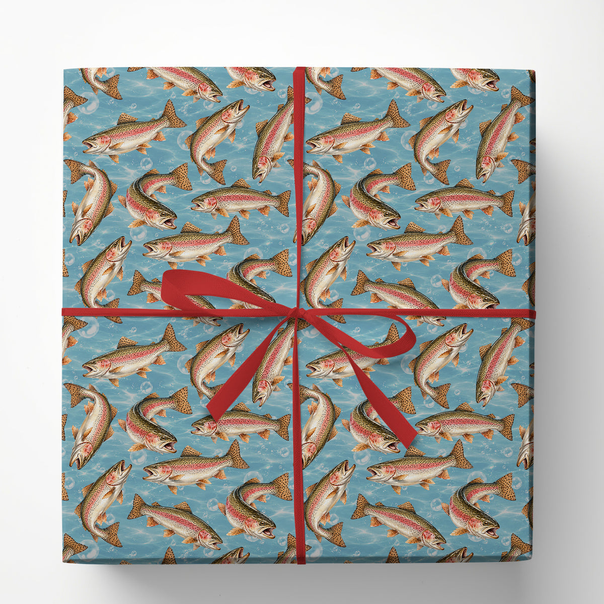 Rainbow Trout Fish Wrapping Paper, Blue Water Wrapping Paper Rolls, Birthday Xmas Wrapping Paper For Fishing Lovers