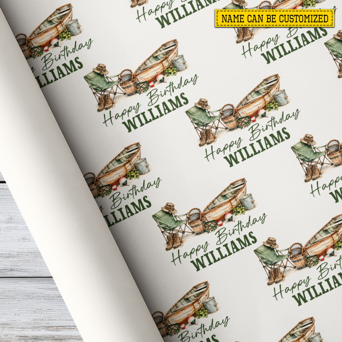 Personalized Fishing Birthday Wrapping Paper, Reel In The Birthday Fun Wrapping Paper Rolls, Gift Wrap For Fishing Lover