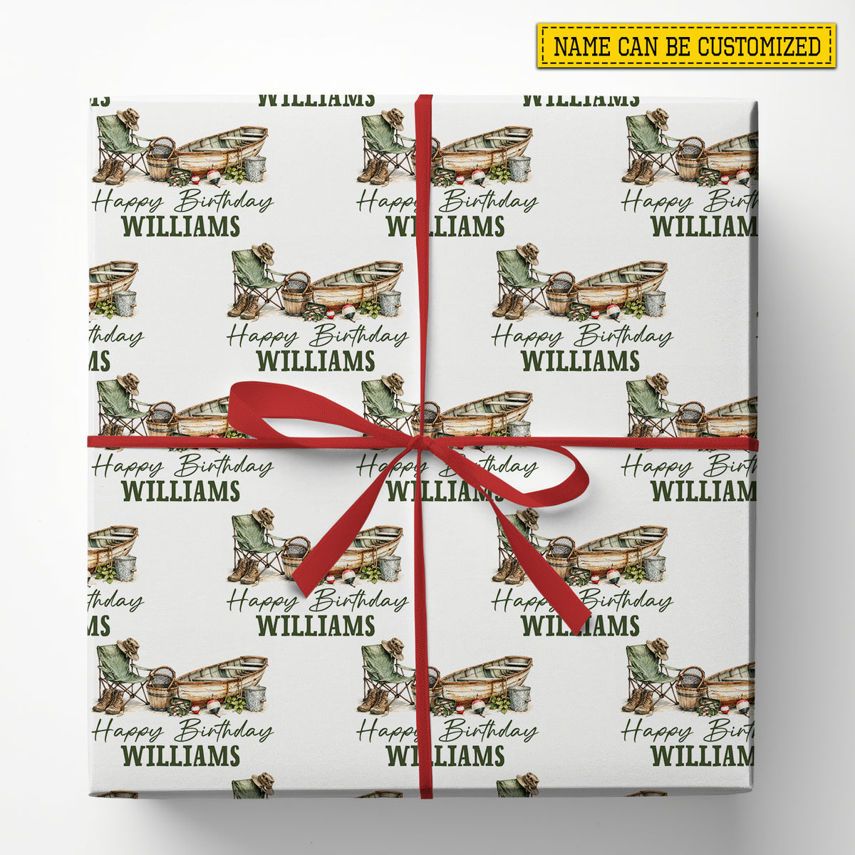 Personalized Fishing Birthday Wrapping Paper, Reel In The Birthday Fun Wrapping Paper Rolls, Gift Wrap For Fishing Lover
