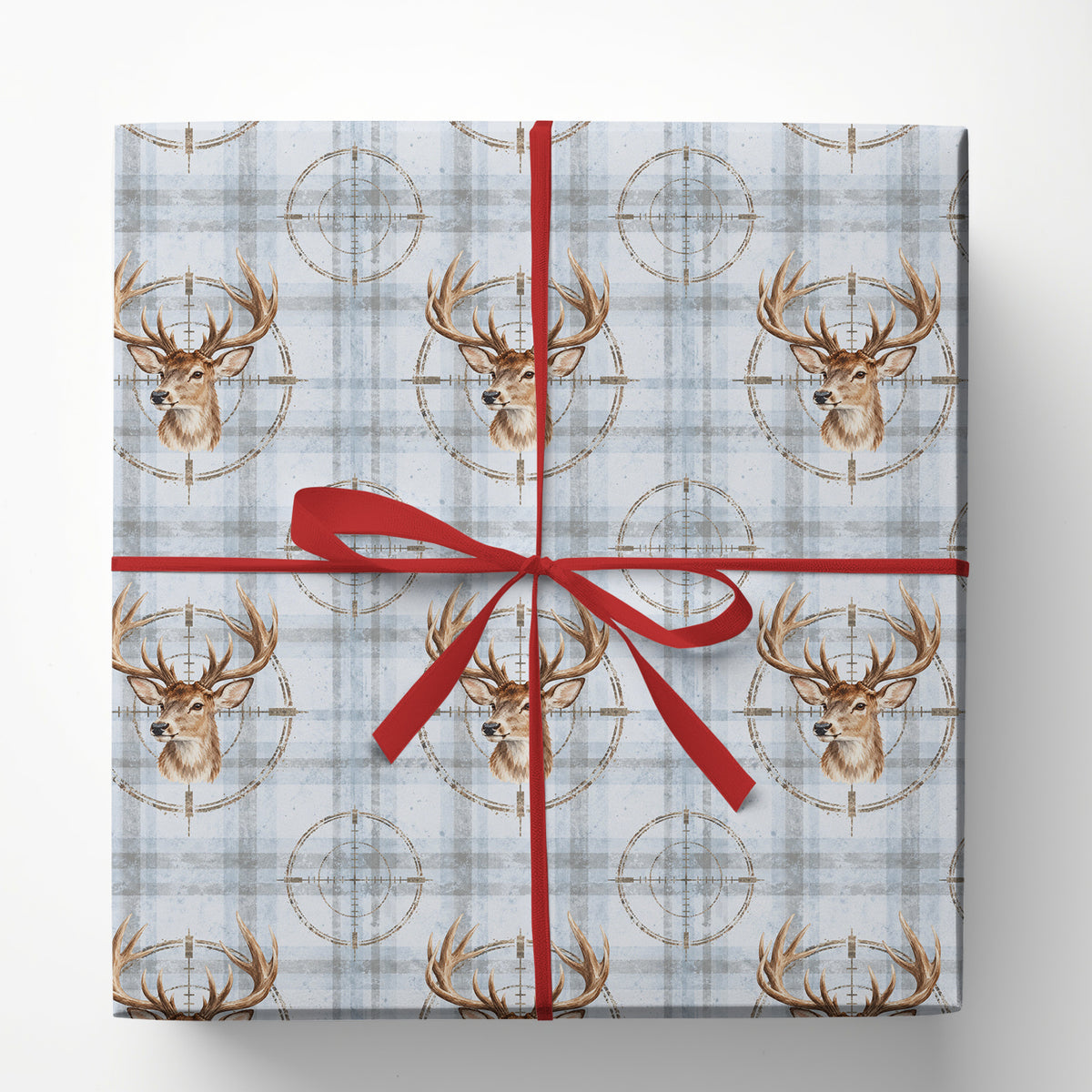 Deer Hunting Wrapping Paper, Vintage Whitetail Buck and Rifle Scope Crosshair Wrapping Paper Rolls, Xmas Gift Wrapping Paper for Deer Hunters