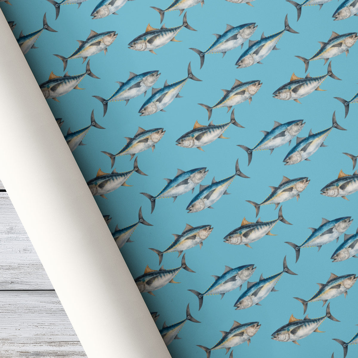 Tuna Fish Wrapping Paper, Vintage Bluefin Tuna Fishing Wrapping Paper Rolls, Birthday Xmas Wrapping Paper For Fishing Lovers