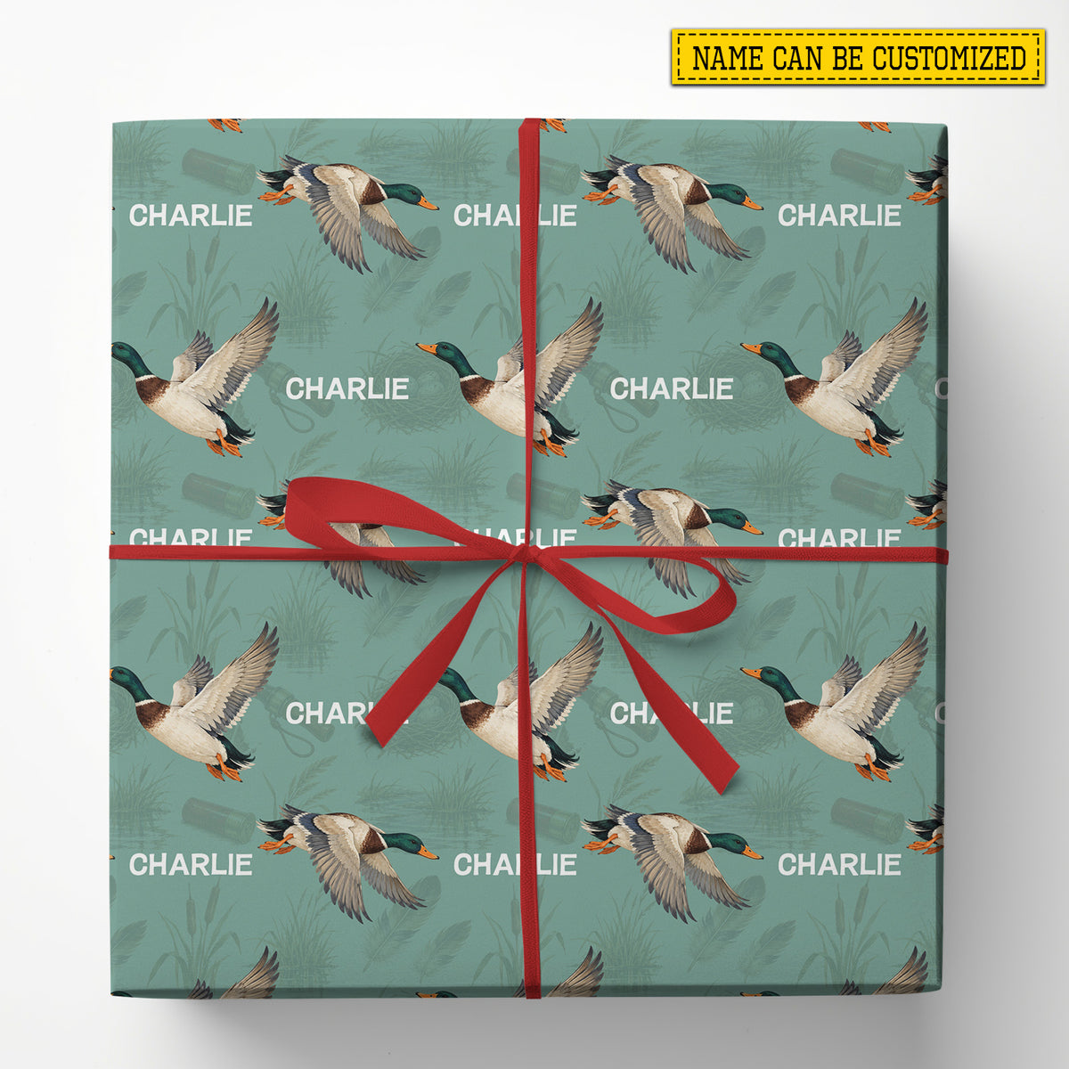 Personalized Duck Hunting Wrapping Paper, Flying Mallard Duck Wrapping Paper Rolls, Gift Wrap For Duck Hunting Lover