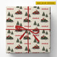 Vintage Personalized Christmas Snowmobile Wrapping Paper, Santa Rides A Snowmobile Wrapping Paper Rolls, Xmas Gift Wrap For Snowmobiling Lover