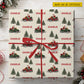 Vintage Personalized Christmas Snowmobile Wrapping Paper, Santa Rides A Snowmobile Wrapping Paper Rolls, Xmas Gift Wrap For Snowmobiling Lover