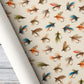 Vintage Fly Fishing Wrapping Paper, Trout Fishing Flies And Lures Pattern Wrapping Paper Rolls, Gift Wrap For Fly Fishing Lover