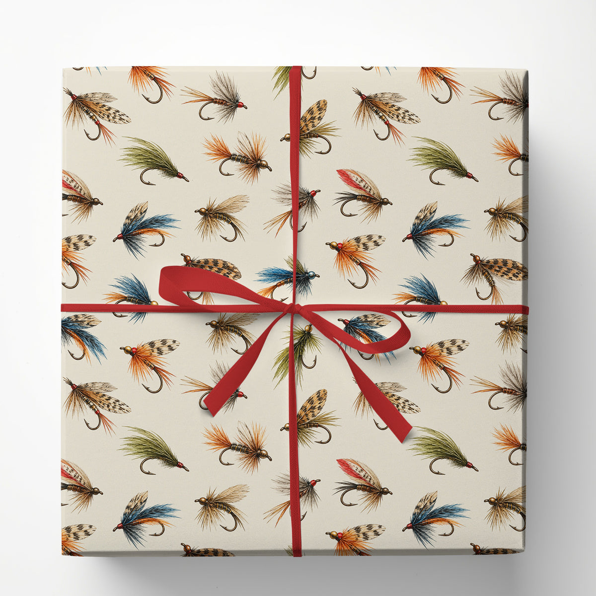 Vintage Fly Fishing Wrapping Paper, Trout Fishing Flies And Lures Pattern Wrapping Paper Rolls, Gift Wrap For Fly Fishing Lover