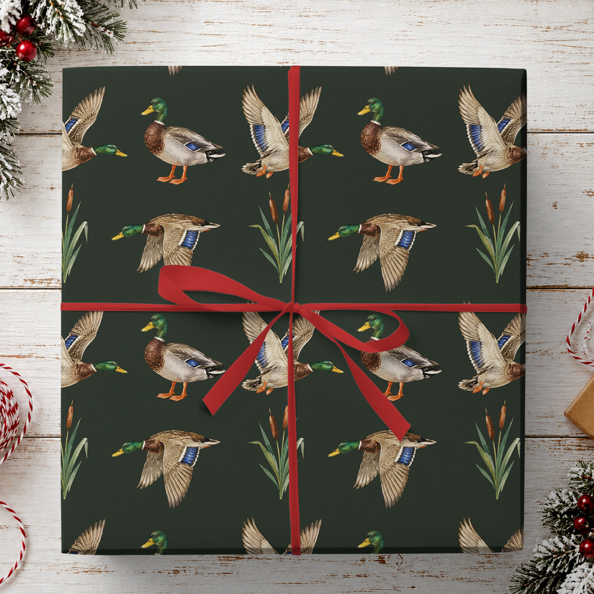 Duck Hunting Wrapping Paper, Vintage Mallard Ducks in Flight Wrapping Paper Rolls, Xmas Gift Wrapping Paper for Duck Hunters