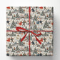 Vintage Romantic Ice Skating Couples Christmas Wrapping Paper, Winter Village Wrapping Paper Rolls, Xmas Gift Wrap For Ice Skating Lovers