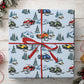 Christmas Snowmobile Wrapping Paper, Snowmobiles and Snowy Mountain Wrapping Paper Rolls, Xmas Gift Wrap For Snowmobile Lovers