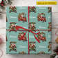 Personalized Christmas Golf Cart Wrapping Paper, Santa Driving Festive Golf Carts Wrapping Paper Rolls, Xmas Gift Wrap For Golf Lover
