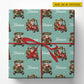 Personalized Christmas Golf Cart Wrapping Paper, Santa Driving Festive Golf Carts Wrapping Paper Rolls, Xmas Gift Wrap For Golf Lover