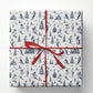 Vintage Christmas Skiing Wrapping Paper, Alpine Mountain Snowy Pine Trees Wrapping Paper Rolls, Xmas Gift Wrap For Skiing Lovers
