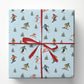 Skiing & Snowboarding Wrapping Paper, Watercolor Skiers And Snowboarders Pattern Wrapping Paper Rolls, Gift Wrap For Skiing & Snowboarding Lover
