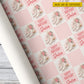 Personalized Figure Skating Birthday Wrapping Paper, Pink Floral Ice Skates Wrapping Paper Rolls, Gift Wrap For Ice Skating Lover
