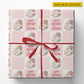 Personalized Figure Skating Birthday Wrapping Paper, Pink Floral Ice Skates Wrapping Paper Rolls, Gift Wrap For Ice Skating Lover