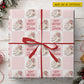 Personalized Figure Skating Birthday Wrapping Paper, Pink Floral Ice Skates Wrapping Paper Rolls, Gift Wrap For Ice Skating Lover
