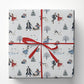 Ice Skating Couples Wrapping Paper, Winter Sleigh Ride Wrapping Paper Rolls, Xmas Gift Wrap For Ice Skating Lover