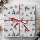 Ice Skating Couples Wrapping Paper, Winter Sleigh Ride Wrapping Paper Rolls, Xmas Gift Wrap For Ice Skating Lover