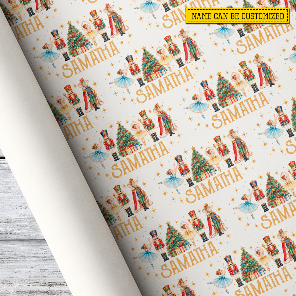 Personalized Christmas Nutcracker Wrapping Paper, Ballerina And Mouse King Wrapping Paper Rolls, Xmas Gift Wrap For Ballet Lover
