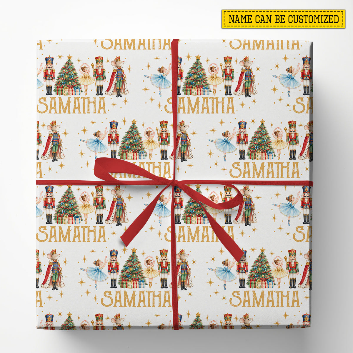 Personalized Christmas Nutcracker Wrapping Paper, Ballerina And Mouse King Wrapping Paper Rolls, Xmas Gift Wrap For Ballet Lover