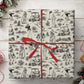 Vintage Golf Wrapping Paper, Black And White Golf Toile de Jouy Pattern Wrapping Paper Rolls, Gift Wrap For Golf Lover