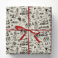 Vintage Golf Wrapping Paper, Black And White Golf Toile de Jouy Pattern Wrapping Paper Rolls, Gift Wrap For Golf Lover