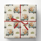 Cute Golf Cart Wrapping Paper, Teddy Bear And Bunny Golfing Pattern Wrapping Paper Rolls, Gift Wrap For Golf Lover
