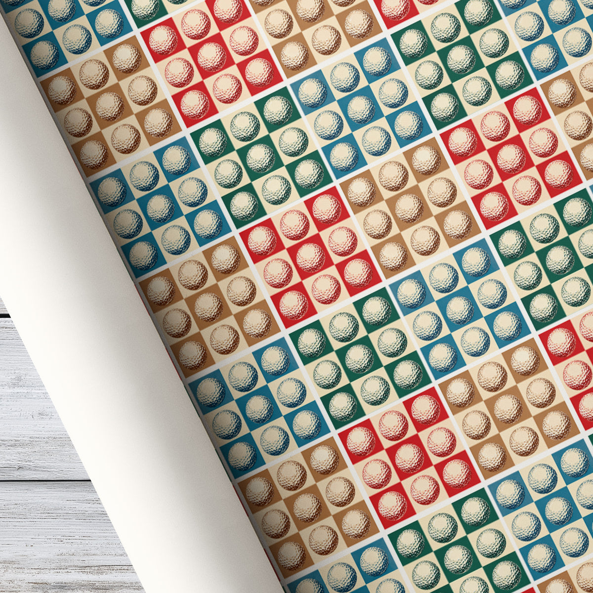 Golf Wrapping Paper, Golf Ball Checkerboard Pattern Wrapping Paper Rolls, Gift Wrap For Golf Lover