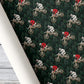 Dirt Bike Wrapping Paper, Red And White Motocross Riders On Dark Green Evergreen Forest Wrapping Paper Rolls, Gift Wrap For Motocross Lover