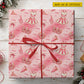 Personalized Cheerleading Wrapping Paper, Pink Watercolor Pom-Poms, Bows And Uniforms Wrapping Paper Rolls, Gift Wrap For Cheerleading Lover
