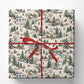 Vintage Christmas Skiing Wrapping Paper, Snowy Winter Scene With Cottages, Skiers & Ice Skaters Wrapping Paper Rolls, Xmas Gift Wrap For Skiing Lover