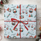 Ski Resort Wrapping Paper, Red And Green Gondolas, Skis And Snowy Chalets Wrapping Paper Rolls, Gift Wrap For Skiing Lover