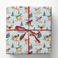 Skiing Dogs Wrapping Paper, Pups With Winter Scarves On Light Blue Winter Sport Wrapping Paper Rolls, Gift Wrap For Skiing & Dog Lover