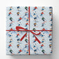 Skiing Wrapping Paper, Downhill Skiers And Snowy Mountains On Light Blue Wrapping Paper Rolls, Gift Wrap For Skiing Lover