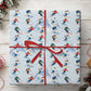Skiing Wrapping Paper, Downhill Skiers And Snowy Mountains On Light Blue Wrapping Paper Rolls, Gift Wrap For Skiing Lover