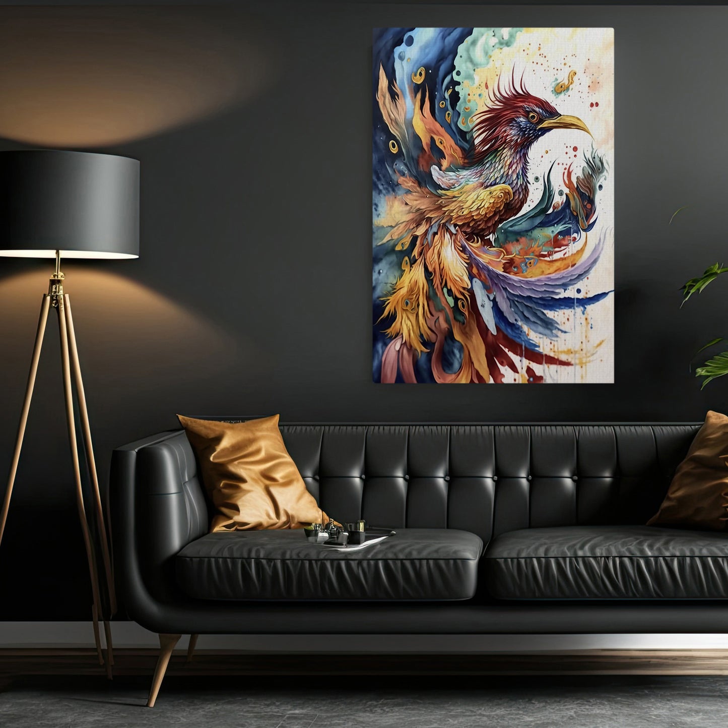 Dramatic Colorful Phoenix, Vintage Phoenix Canvas Painting, Wall Art Decor - Phoenix Poster Gift