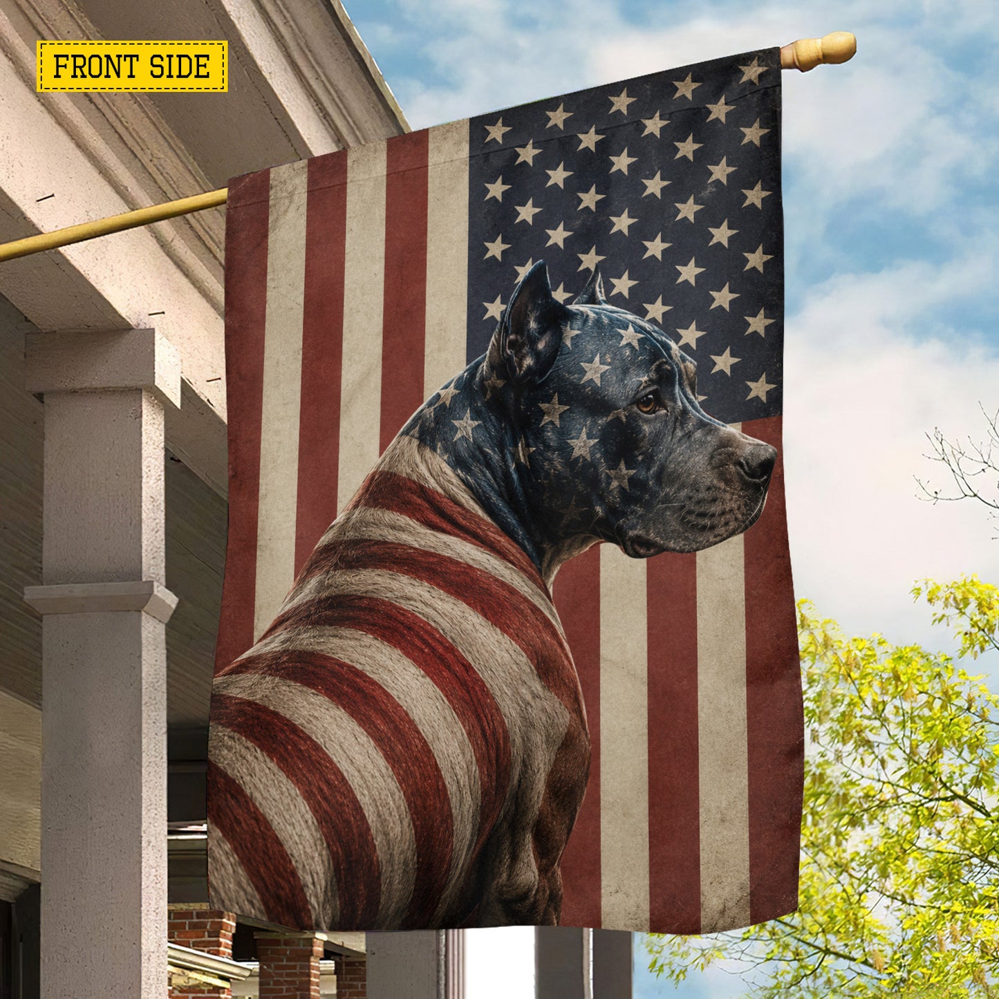 July 4th Pitbull USA Garden Flag & House Flag, Stars Stripes And Pitbull Pride Dog Outdoor Decor, Independence Day Yard Flag Gift For Pitbull Lover